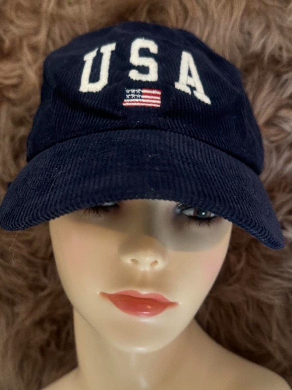 Brandy Melville John Galt corduroy USA baseball cap American flag embroidery